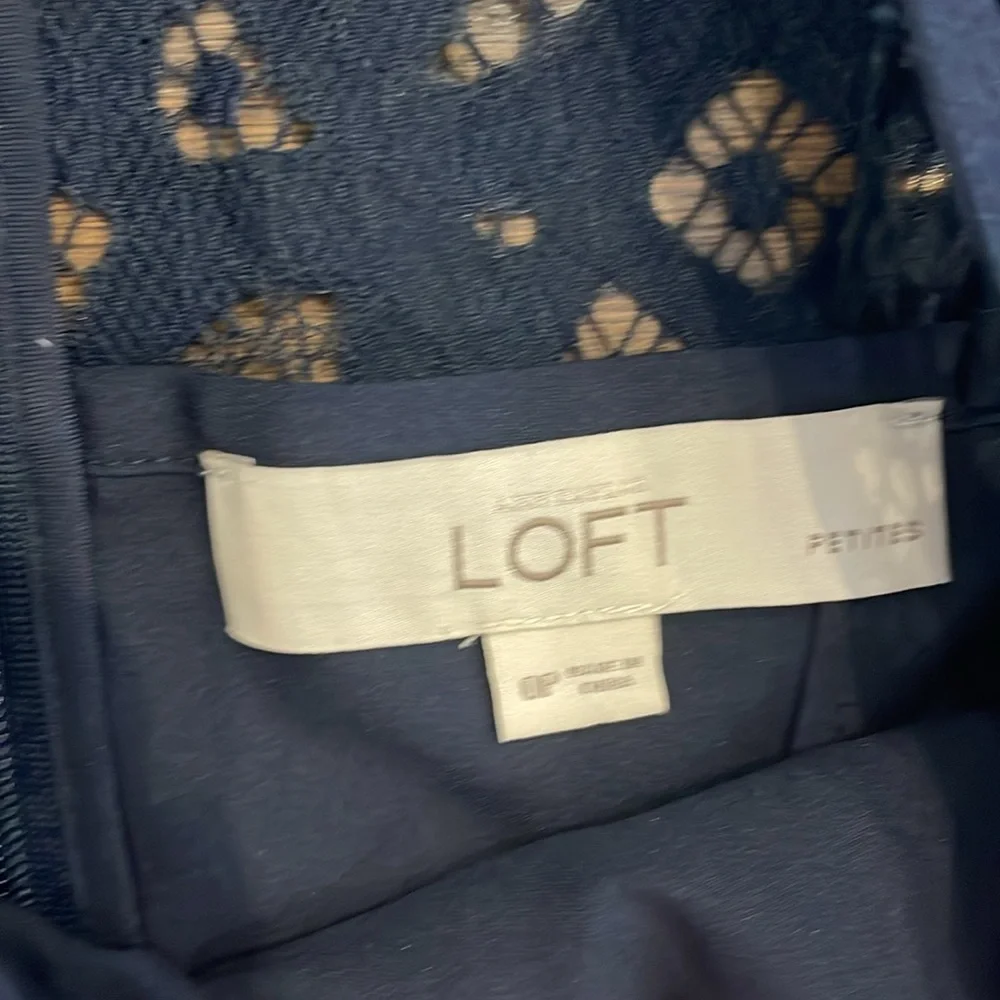 LOFT Petite Navy Lace Dress - Size 0P - Picture 8 of 9